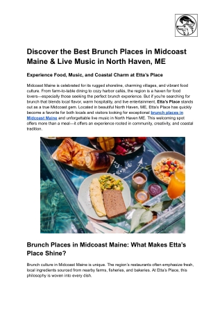 Discover the Best Brunch Places in Midcoast Maine & Live Music in North Haven, ME