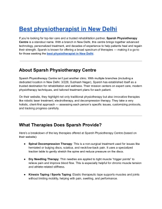 Best physiotherapist in New Delhi