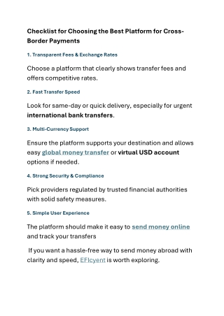 Checklist for Choosing the Best Platform for Cross-Border Pa