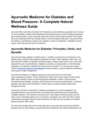 Ayurvedic Medicine for Diabetes and Blood Pressure_ A Complete Natural Wellness Guide
