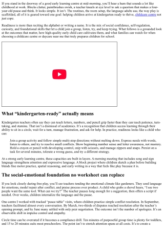 Early Learning Centre Outcomes: Preparing Kids for Kindergarten