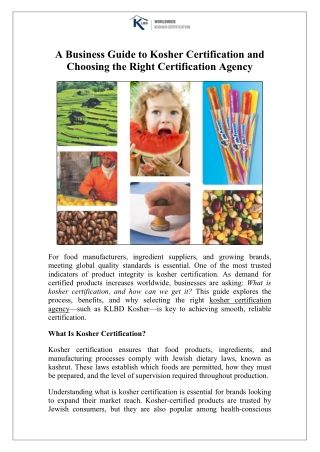 A Business Guide to Kosher Certification and Choosing the Right Certification