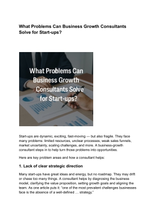 What Problems Can Business Growth Consultants Solve for Start-ups