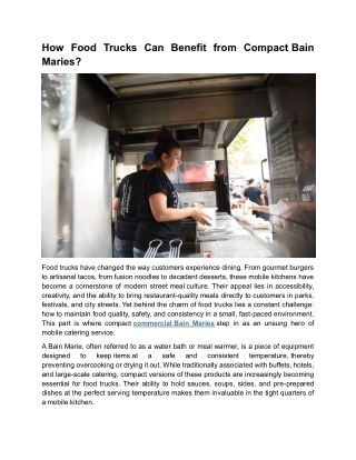How Food Trucks Can Benefit from Compact Bain Maries