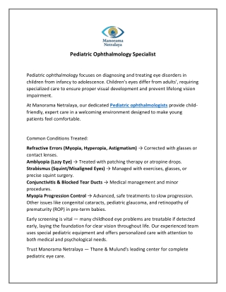 Pediatric Specialist in Mumbai | India