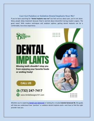 Can I Get Painless or Sedation Dental Implants Near Me