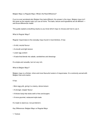 Belgian Mayo vs Regular Mayo What’s the Real Difference  pdf
