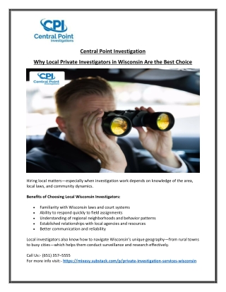 Wisconsin’s Leading Comprehensive Private Investigation Firm