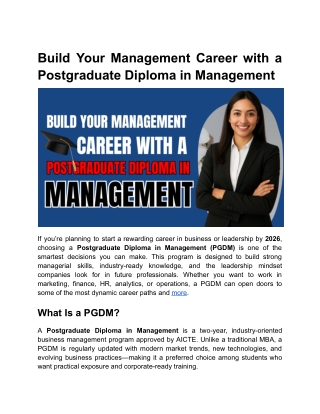 Build Your Management Career with a Postgraduate Diploma in Management