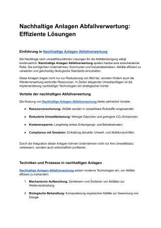 Nachhaltige Anlagen Abfallverwertung_ Effiziente Lösungen