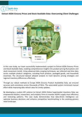 Extract ASDA Grocery Prices and Stock Available Data