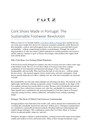 Cork Shoes Made in Portugal