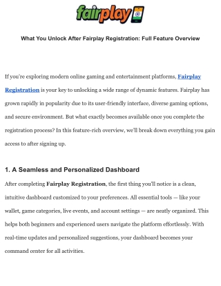 What You Unlock After Fairplay Registration_ Full Feature Overview