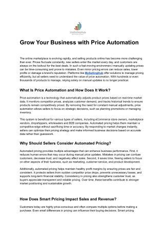 Grow Your Business with Price Automation | Smart Pricing for Online Sellers