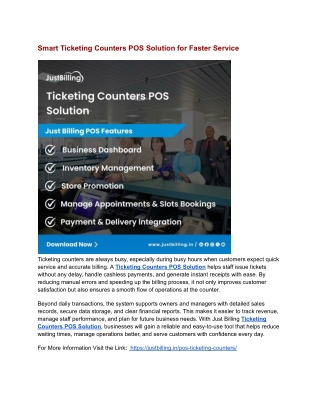 Smart Ticketing Counters POS Solution for Faster Service