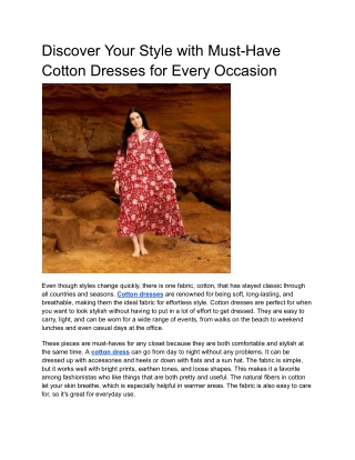 Discover Your Style with Must-Have Cotton Dresses for Every Occasion