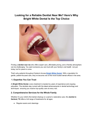 Looking for a Reliable Dentist Near Me_ Here’s Why Bright White Dental Is the Top Choice