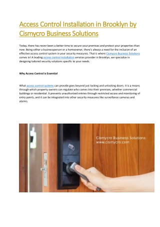 Access Control installation in Brooklyn