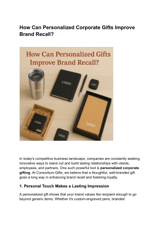 How Can Personalized Corporate Gifts Improve Brand Recall