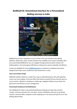 BetBhai9 ID Streamlined Interface