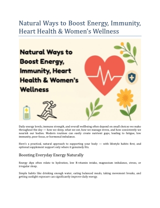 Natural Ways to Boost Energy, Immunity, Heart Health & Women’s Wellness