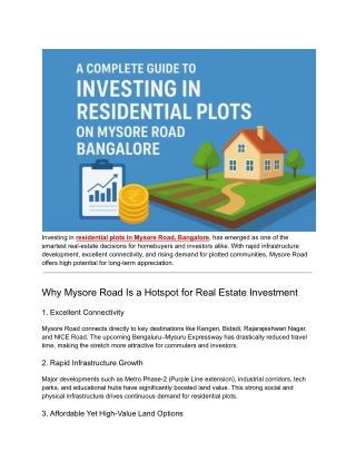 Residential Plots in Mysore Road Bangalore