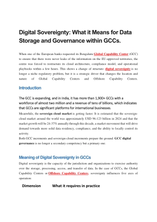 Digital Sovereignty: What it Means for Data  Storage and Governance within GCCs.