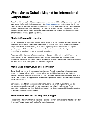 What Makes Dubai a Magnet for International Corporations