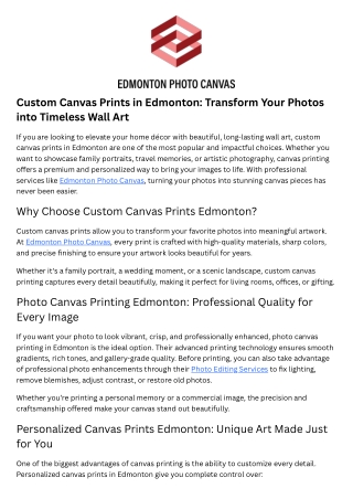 Photo Canvas Printing Edmonton