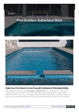 Pool Builders Sutherland Shire