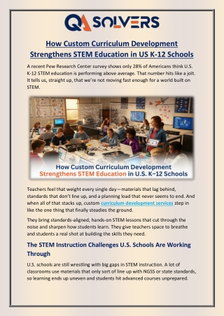 How Custom Curriculum Development Strengthens STEM Education in US K-12 Schools