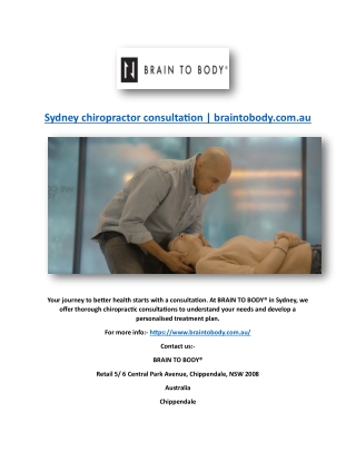 Sydney chiropractor consultation | braintobody.com.au