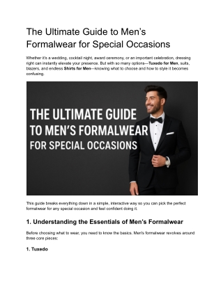 The Ultimate Guide to Men’s Formalwear for Special Occasions