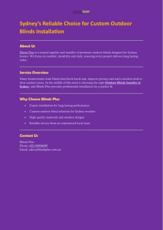 Sydney’s Reliable Choice for Custom Outdoor Blinds Installation