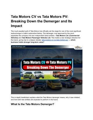 Tata Motors CV vs Tata Motors PV Breaking Down the Demerger and Its Impact