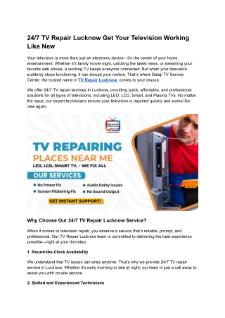24_7 TV Repair Lucknow Get Your Television Working Like New