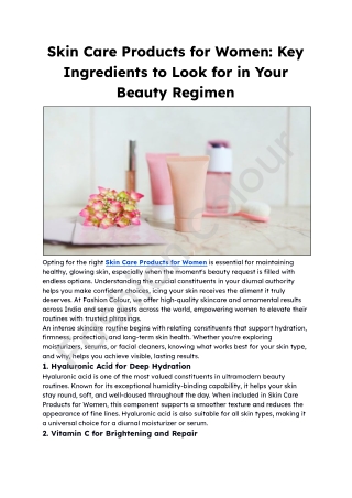 Skin Care Products for Women_ Key Ingredients to Look for in Your Beauty Regimen