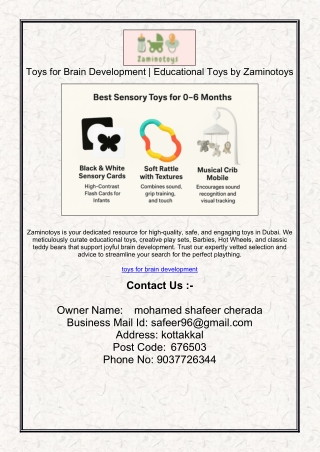 Toys for Brain Development | Educational Toys by Zaminotoys
