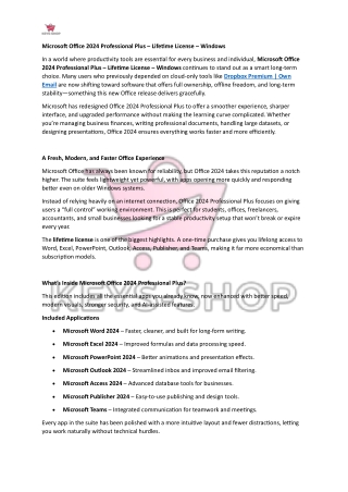 Microsoft Office 2024 Professional Plus – Lifetime License – Windows