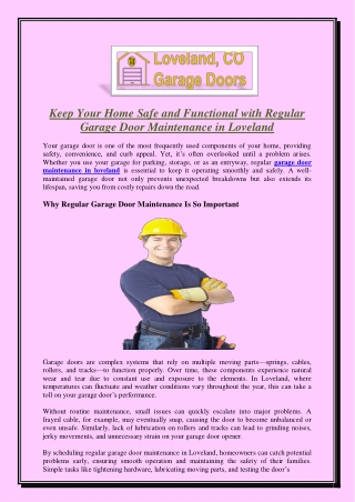 Keep Your Home Safe and Functional with Regular Garage Door Maintenance in Lovel