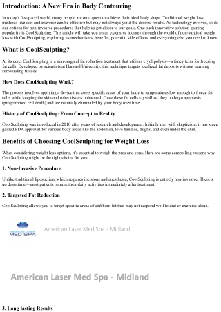 Dive into the World of Non-Surgical Weight Loss with CoolSculpting
