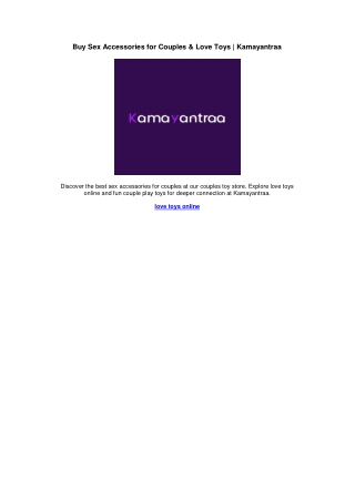 Buy Sex Accessories for Couples & Love Toys | Kamayantraa