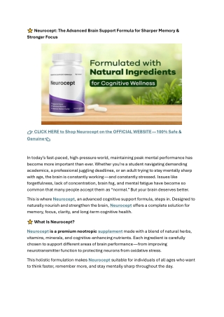 Neurocept Support Your Brain, Elevate Your Life