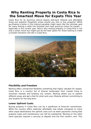 Why Renting Property in Costa Rica Is the Smartest Move for Expats This Year