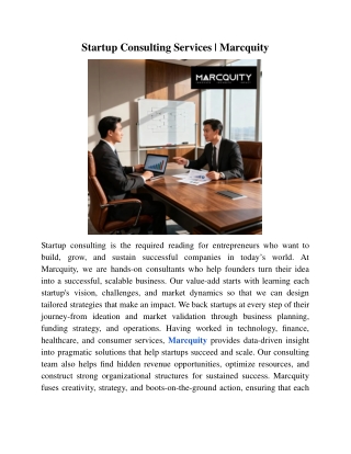 Startup Consulting Services