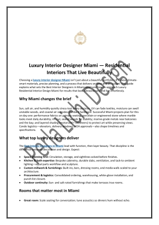 Luxury Interior Designer Miami — Residential Interiors That Live Beautifully PDF