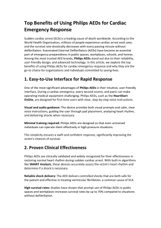 Top Benefits of Using Philips AEDs for Cardiac Emergency Response