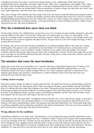 Windshield Columbia: Avoiding Common Installation Mistakes