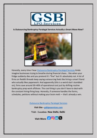 Is Outsourcing Bankruptcy Paralegal Services Actually a Smart Move Now?