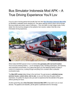Bus Simulator Indonesia Mod Apk